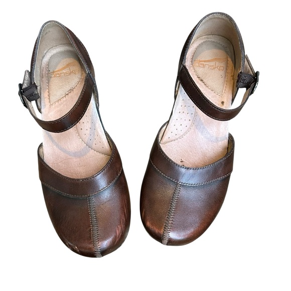 Dansko Sally Clogs Mary Jane Brown Leather Comfort Shoe Size 38/US 7.5-8 - Picture 1 of 9